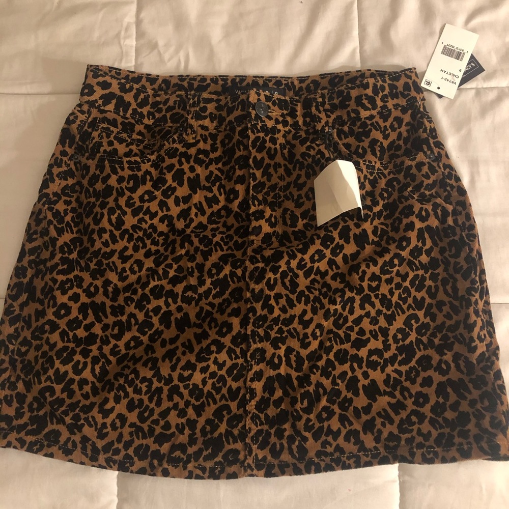 Corduroy Leopard Mini Skirt